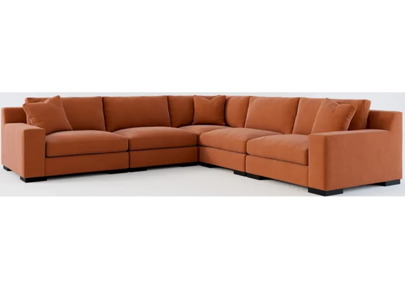 Bondi Foam Comfort 5-Piece Sectional - Merrimac Brick