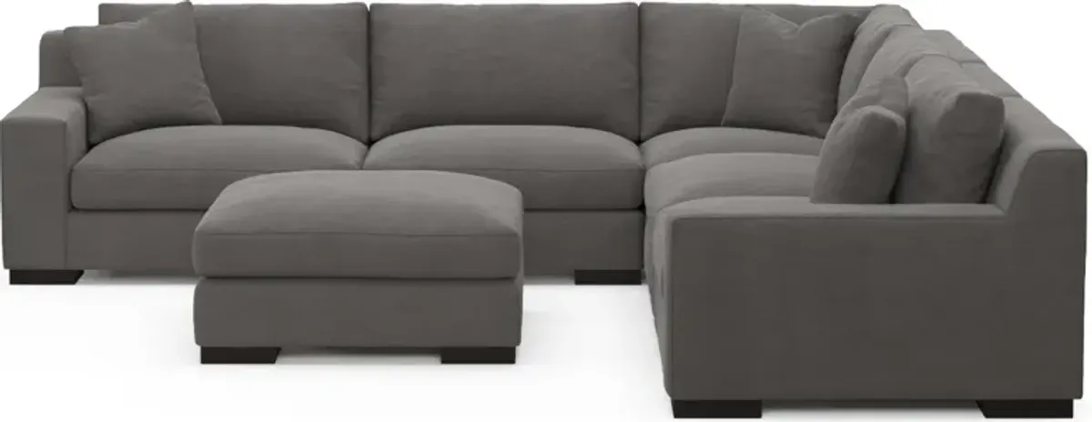 Bondi Foam Comfort 5-Piece Sectional and Ottoman - Merrimac Ash