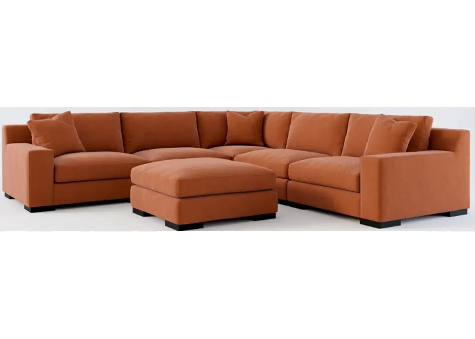 Bondi Foam Comfort 5-Piece Sectional and Ottoman - Merrimac Brick