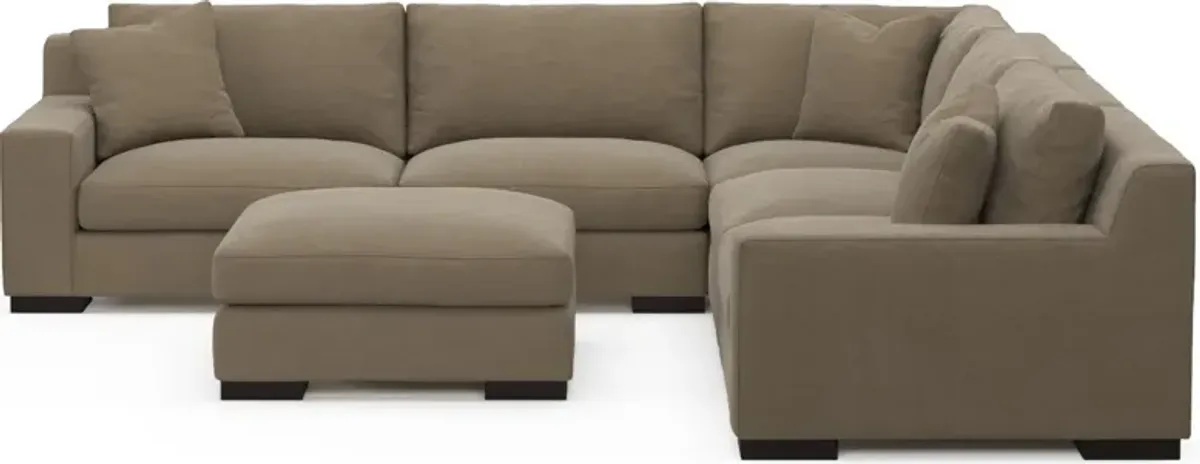 Bondi Foam Comfort 5-Piece Sectional and Ottoman - Merrimac Brownstone