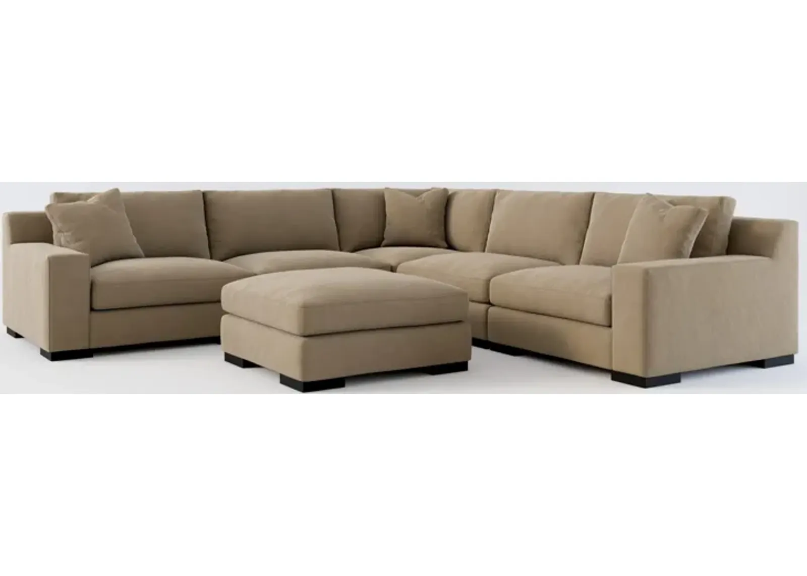 Bondi Foam Comfort 5-Piece Sectional and Ottoman - Merrimac Brownstone