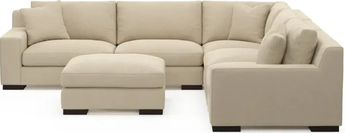 Bondi Foam Comfort 5-Piece Sectional and Ottoman - Merrimac Ecru