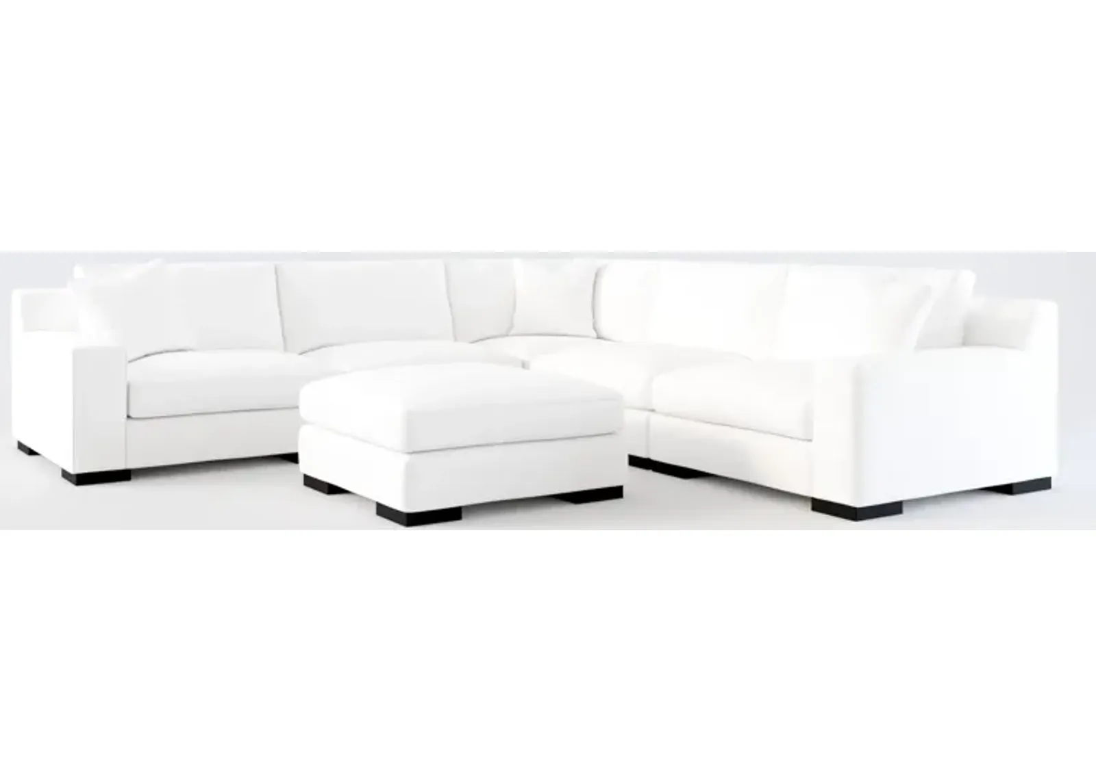 Bondi Foam Comfort 5-Piece Sectional and Ottoman - Lovie Chalk