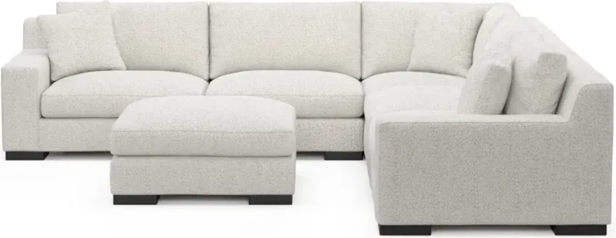 Bondi Foam Comfort 5-Piece Sectional and Ottoman - River Rock Ivory