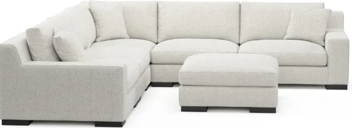 Bondi Foam Comfort 5-Piece Sectional and Ottoman - River Rock Ivory