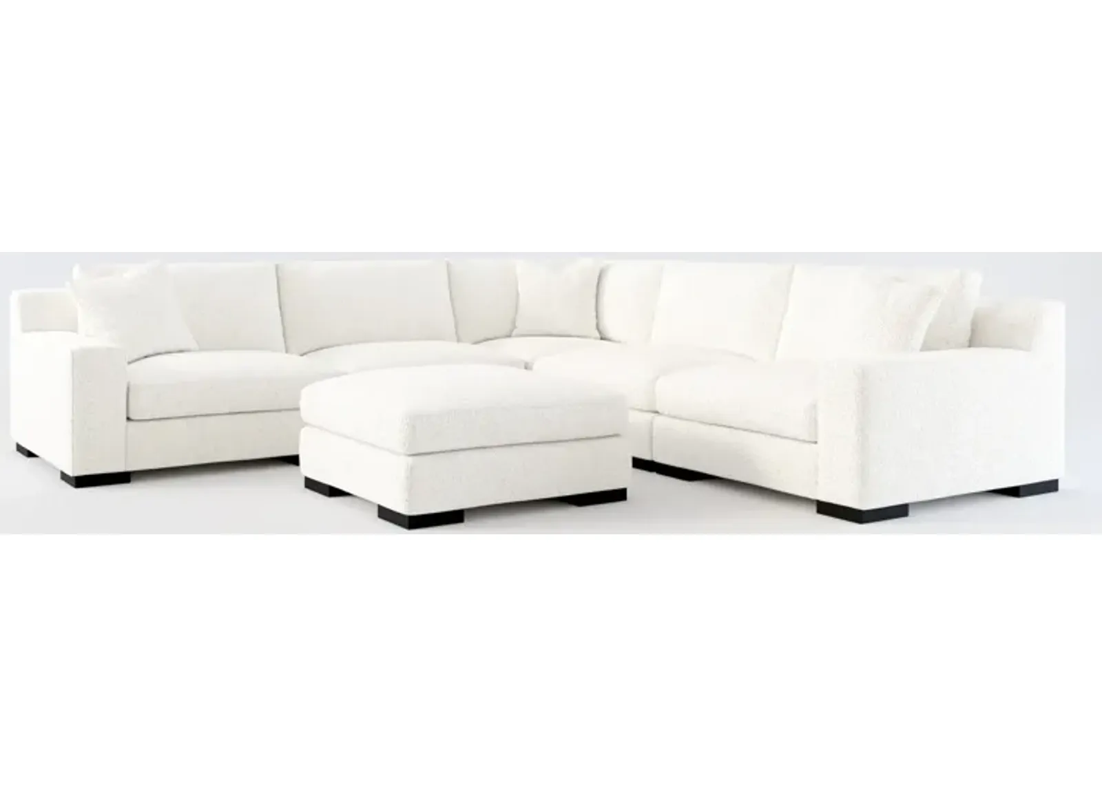 Bondi Foam Comfort 5-Piece Sectional and Ottoman - River Rock Ivory