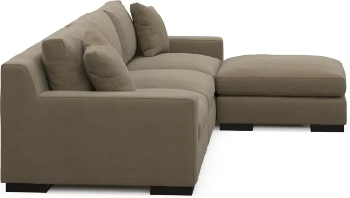 Bondi Hybrid Comfort 3-Piece Sofa and Ottoman - Merrimac Brownstone