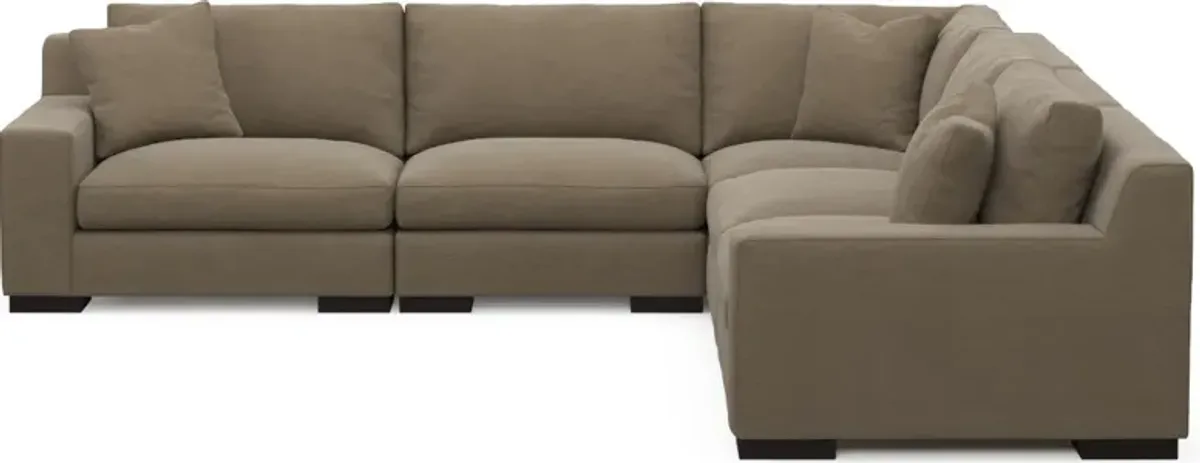 Bondi Hybrid Comfort 5-Piece Sectional - Merrimac Brownstone