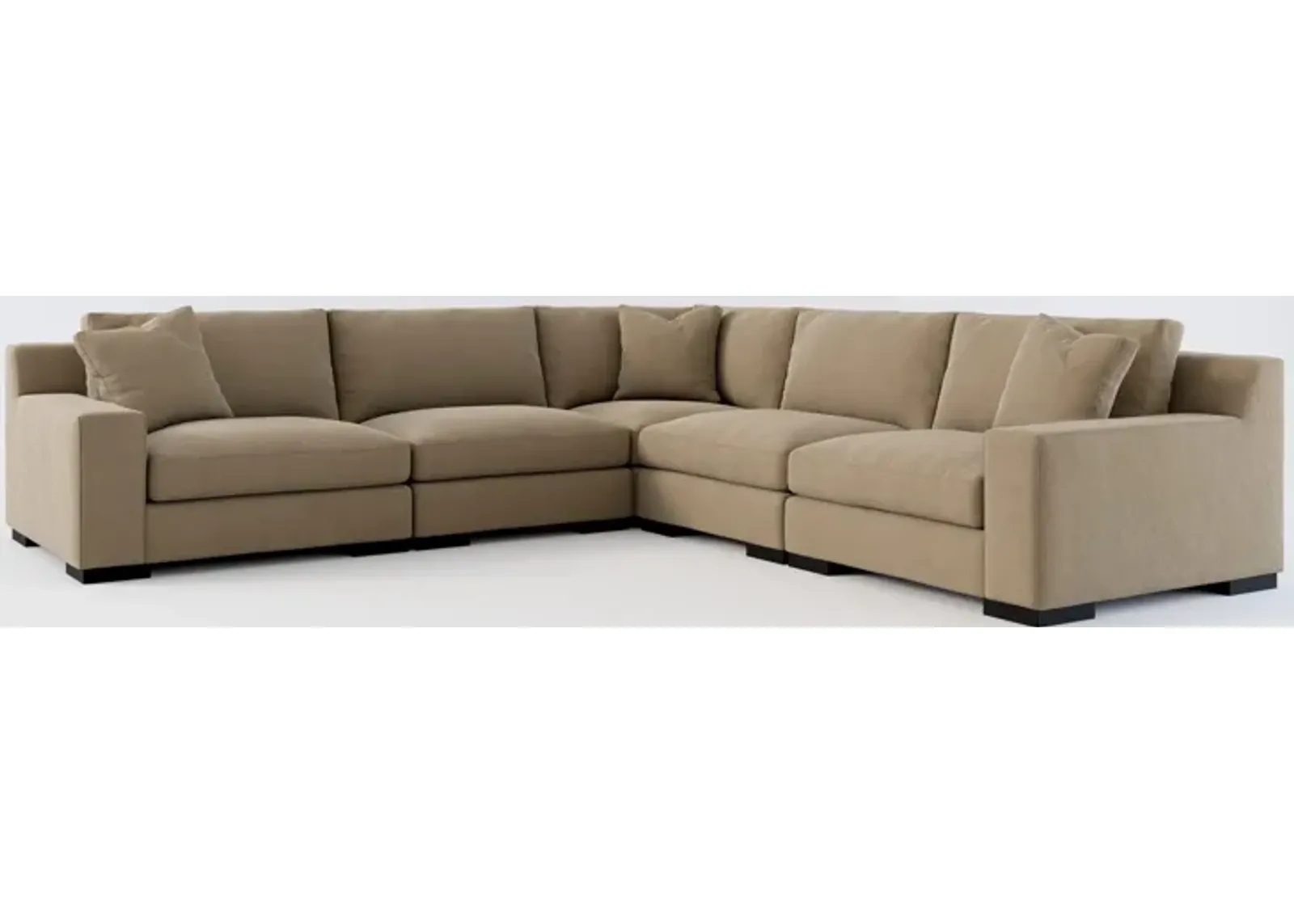 Bondi Hybrid Comfort 5-Piece Sectional - Merrimac Brownstone