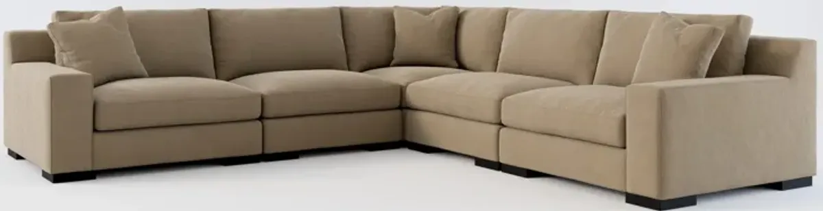 Bondi Hybrid Comfort 5-Piece Sectional - Merrimac Brownstone