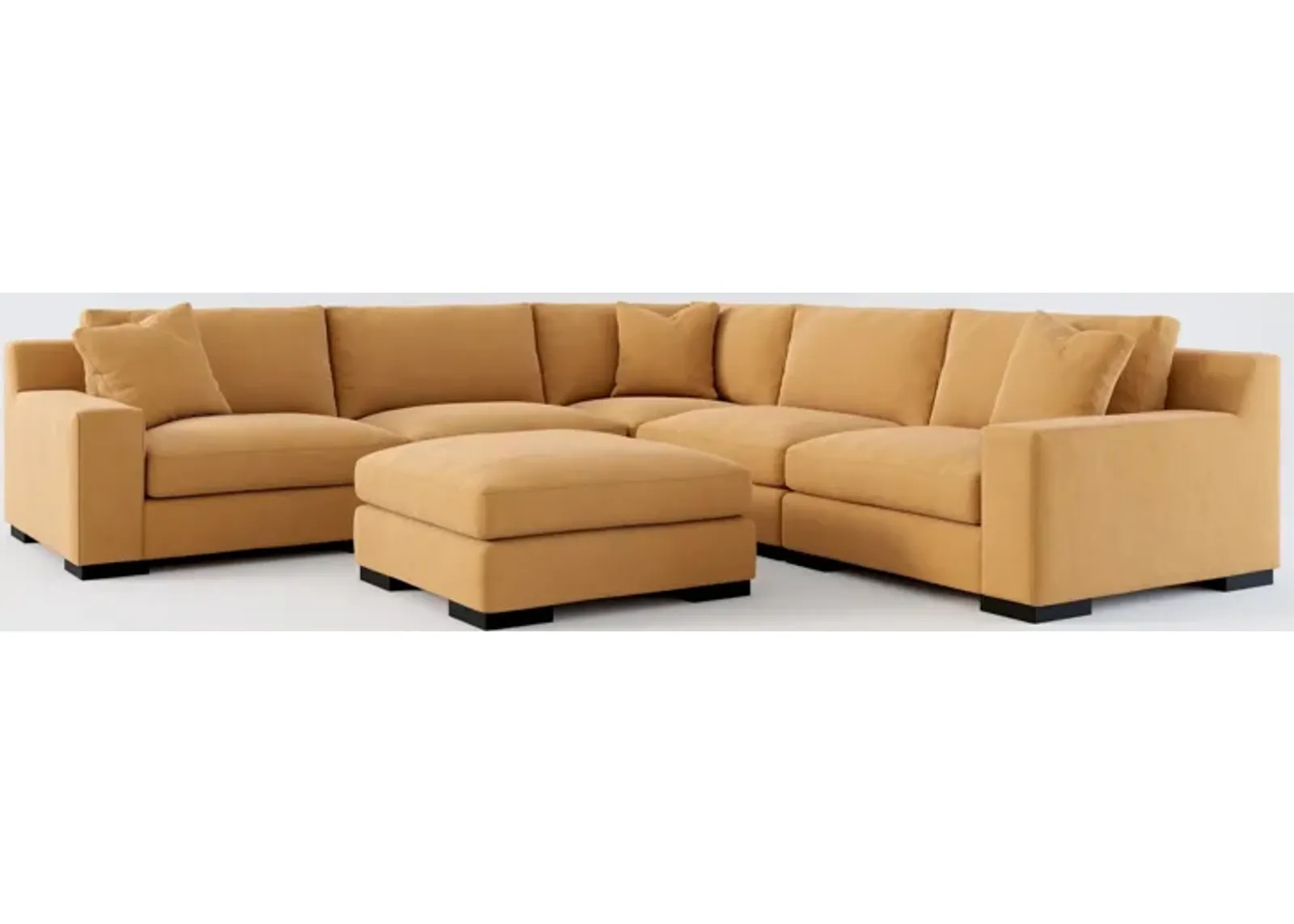 Bondi Hybrid Comfort 5-Piece Sectional and Ottoman - Merrimac Topaz