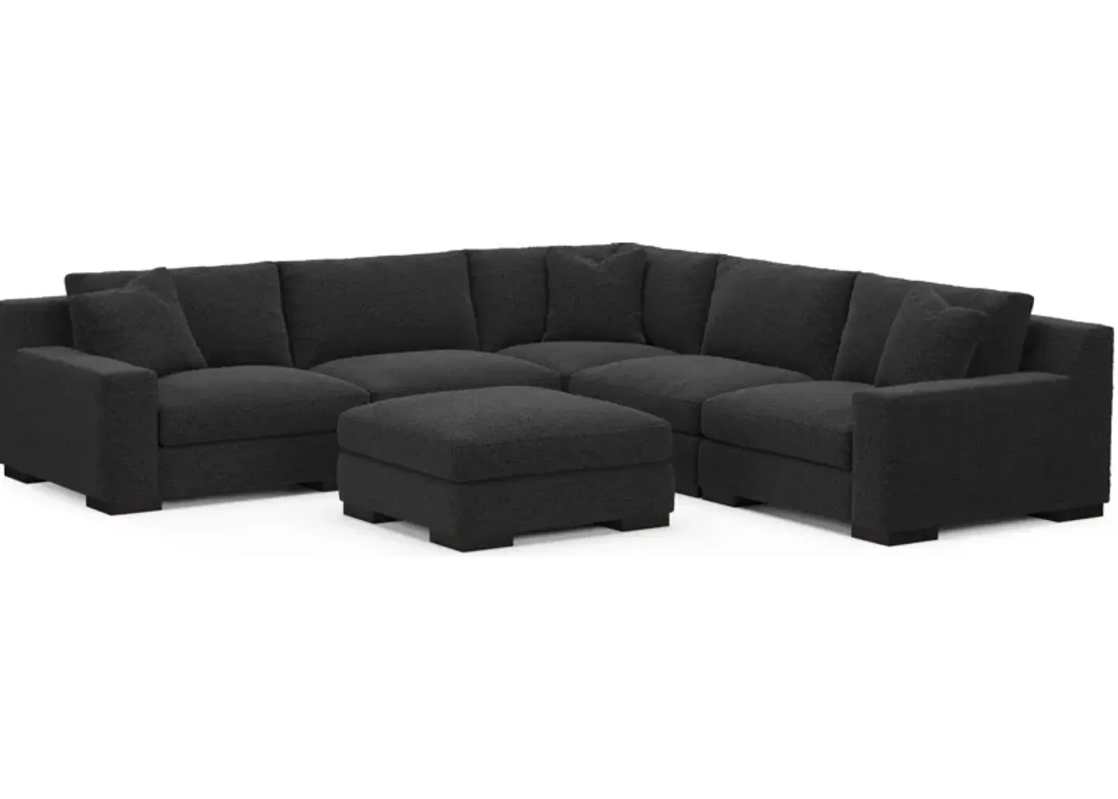 Bondi Hybrid Comfort 5-Piece Sectional and Ottoman - Bloke Obsidian