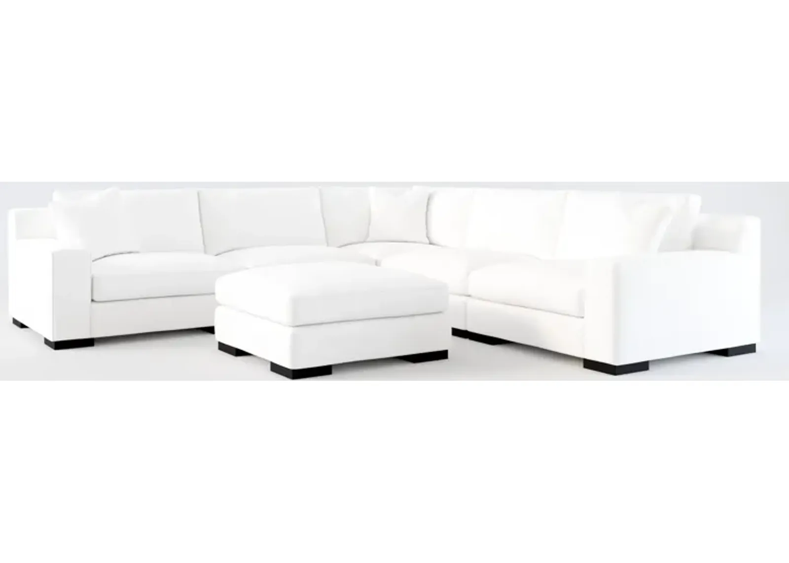 Bondi Hybrid Comfort 5-Piece Sectional and Ottoman - Lovie Chalk