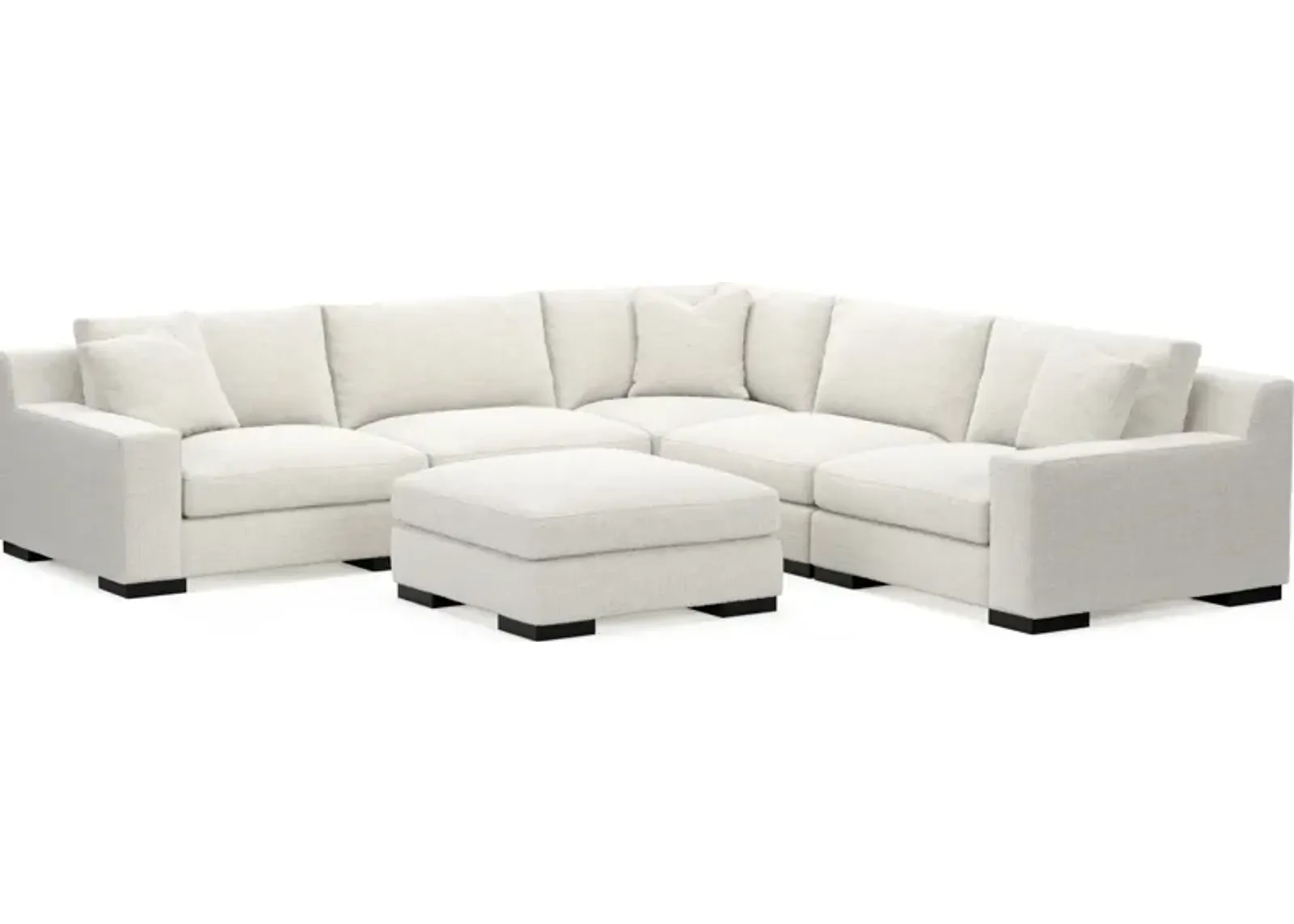 Bondi Hybrid Comfort 5-Piece Sectional and Ottoman - Bantu Pearl