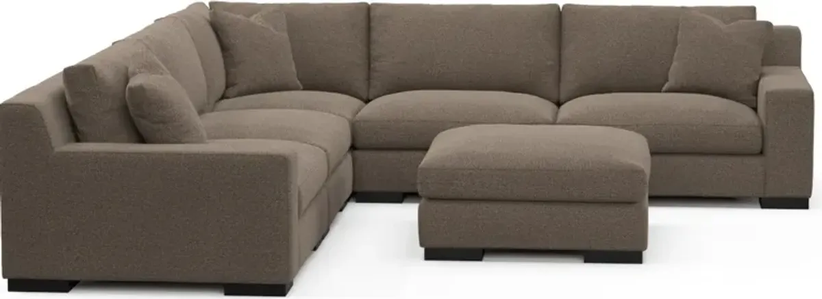 Bondi Foam Comfort 5-Piece Sectional and Ottoman - Liv Umber