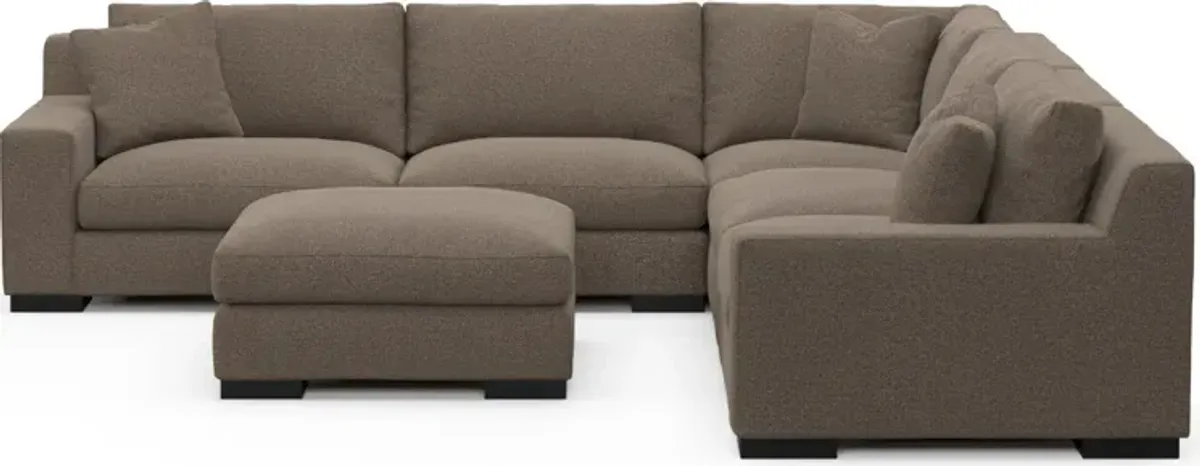 Bondi Foam Comfort 5-Piece Sectional and Ottoman - Liv Umber