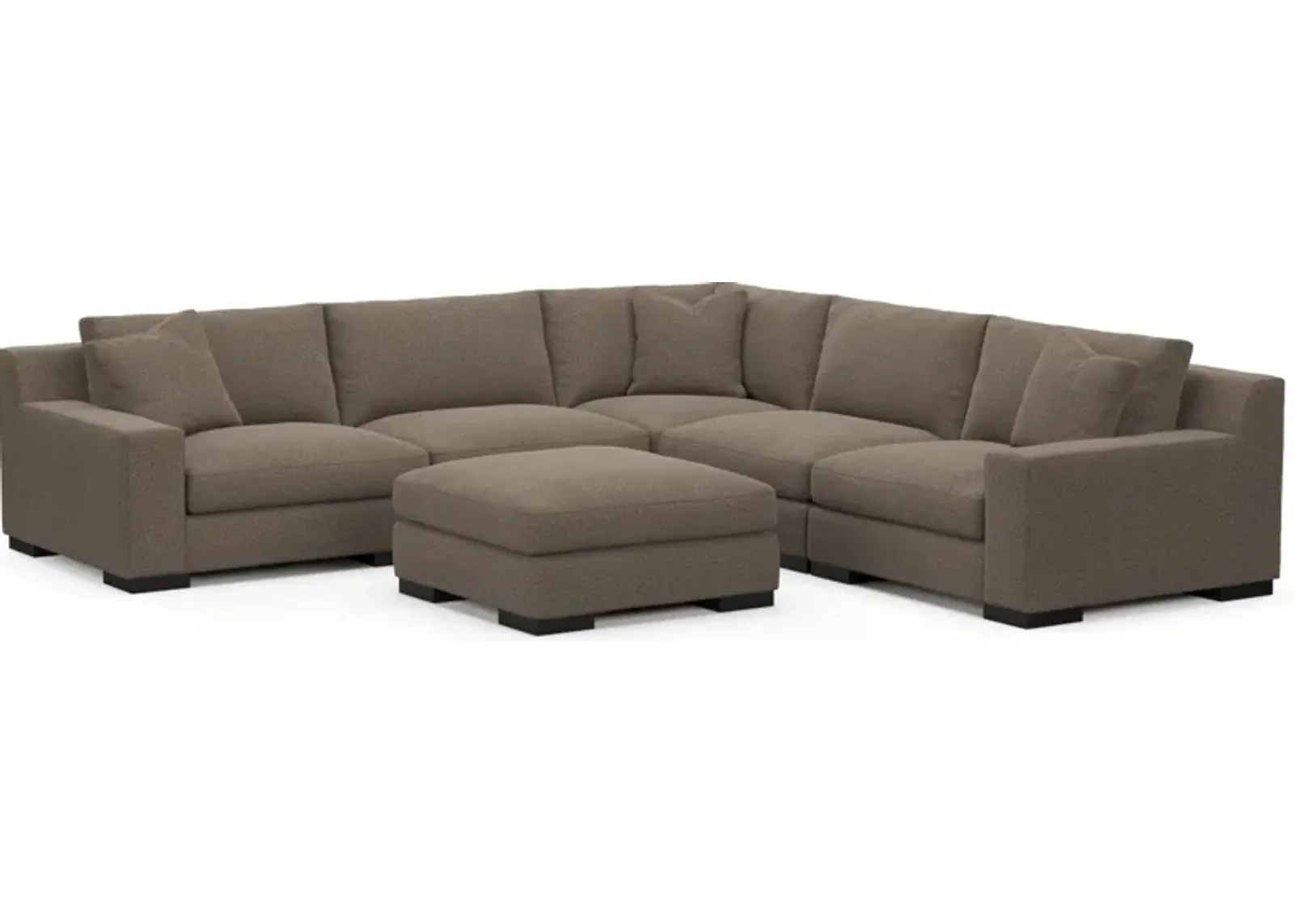 Bondi Foam Comfort 5-Piece Sectional and Ottoman - Liv Umber