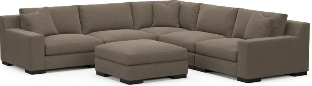 Bondi Foam Comfort 5-Piece Sectional and Ottoman - Liv Umber