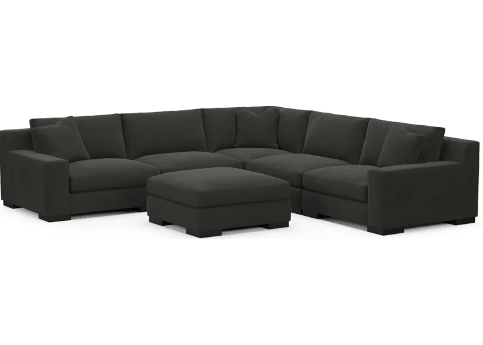 Bondi Foam Comfort 5-Piece Sectional and Ottoman - Liv Onyx