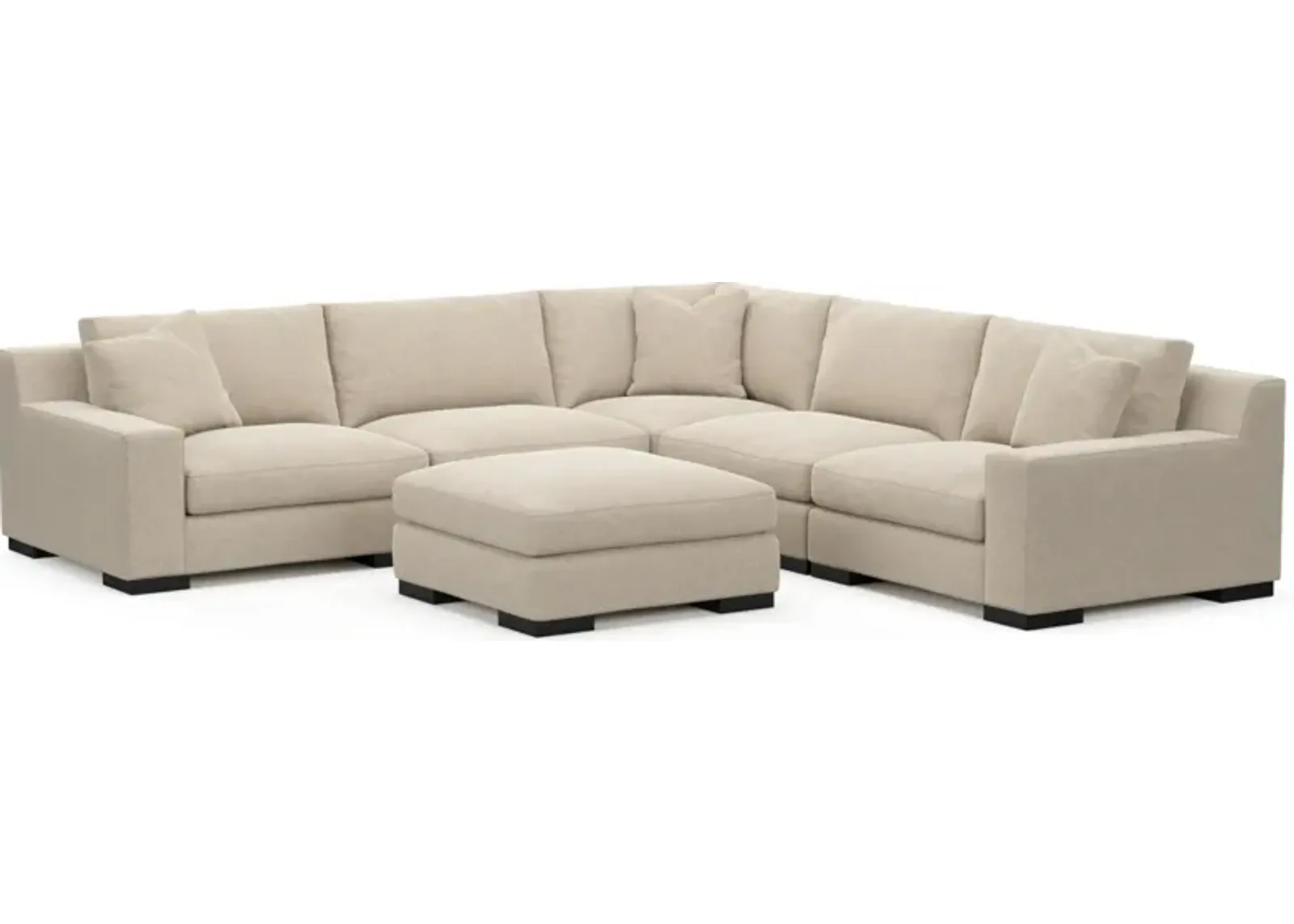 Bondi Foam Comfort 5-Piece Sectional and Ottoman - Basker Antique