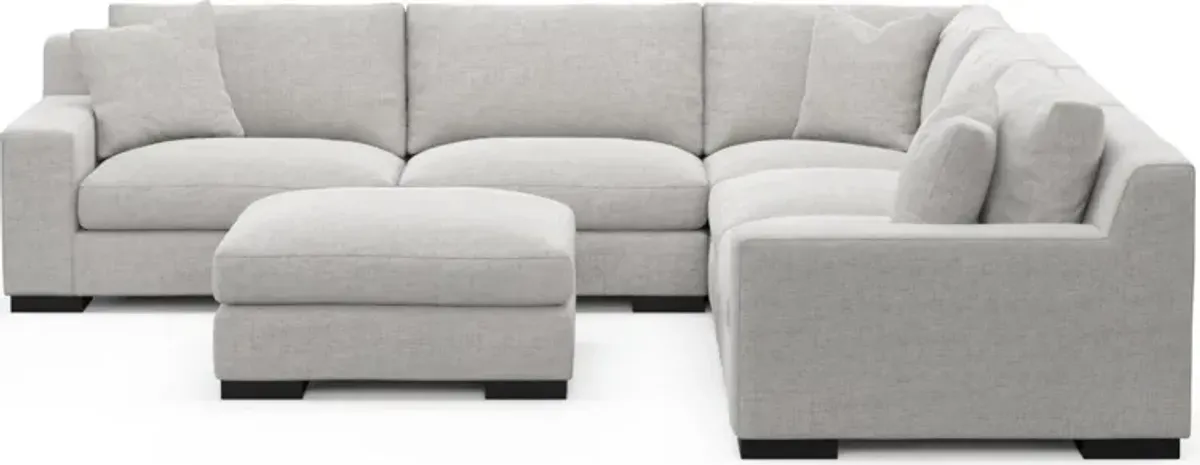 Bondi Foam Comfort 5-Piece Sectional and Ottoman - Adario Fog