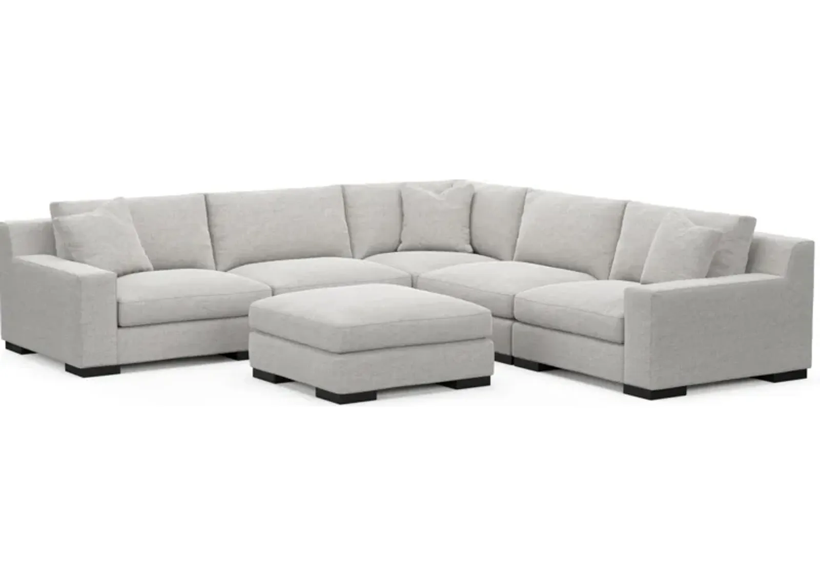 Bondi Foam Comfort 5-Piece Sectional and Ottoman - Adario Fog