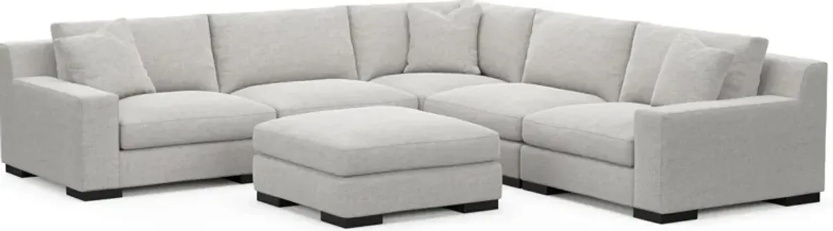 Bondi Foam Comfort 5-Piece Sectional and Ottoman - Adario Fog