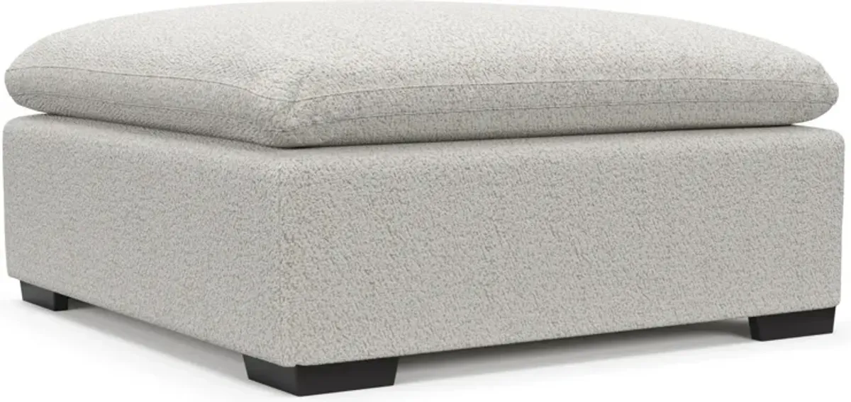 Plush Feathered Comfort Ottoman - River Rock Ivory