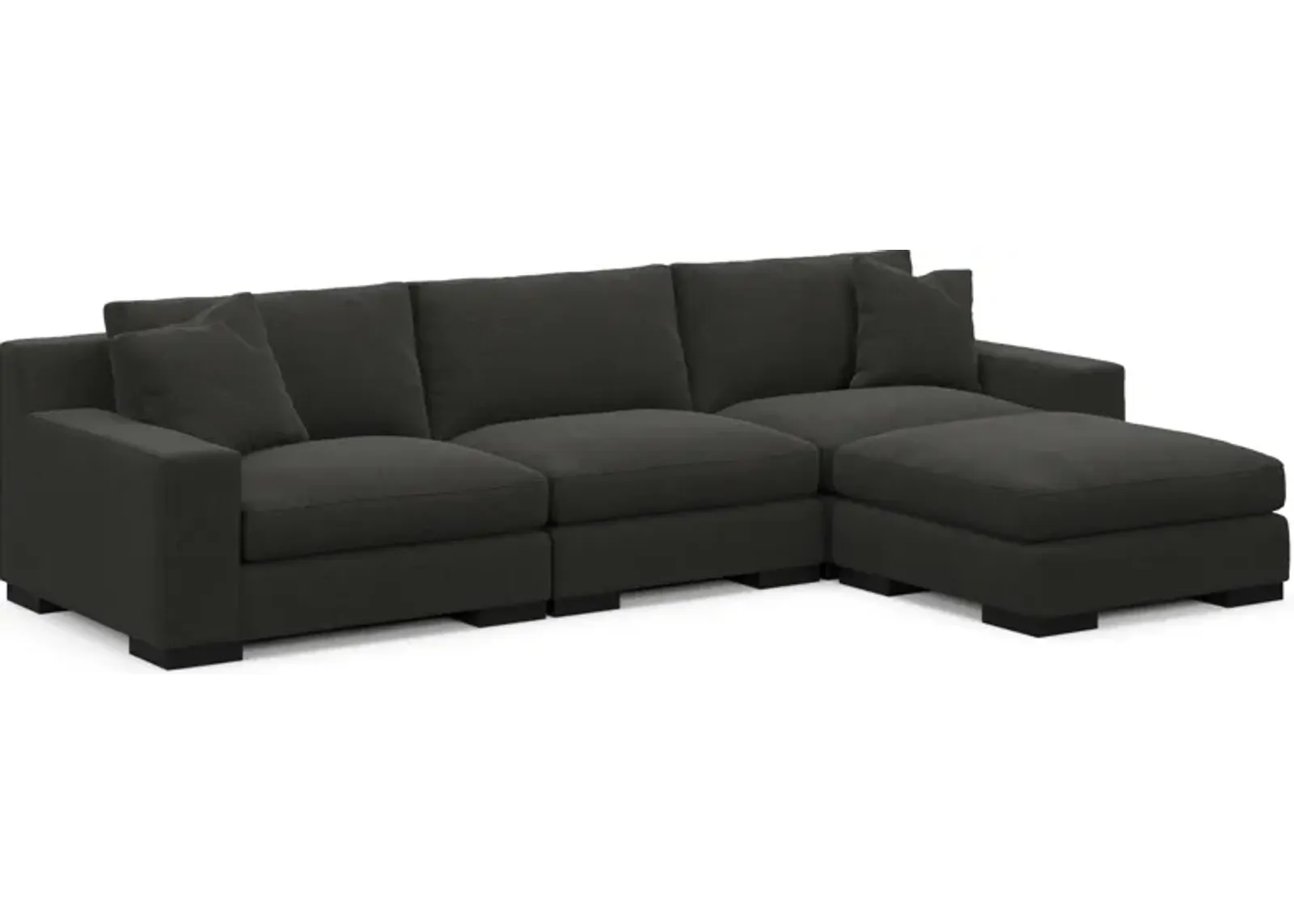 Bondi Hybrid Comfort 3-Piece Sofa and Ottoman - Liv Onyx