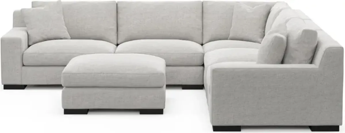 Bondi Hybrid Comfort 5-Piece Sectional and Ottoman - Adario Fog