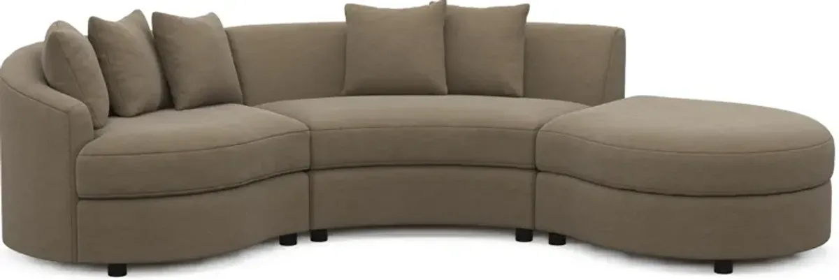 Allegra Foam Comfort 3-Piece Sectional with Right-Facing Chaise - Merrimac Brownstone