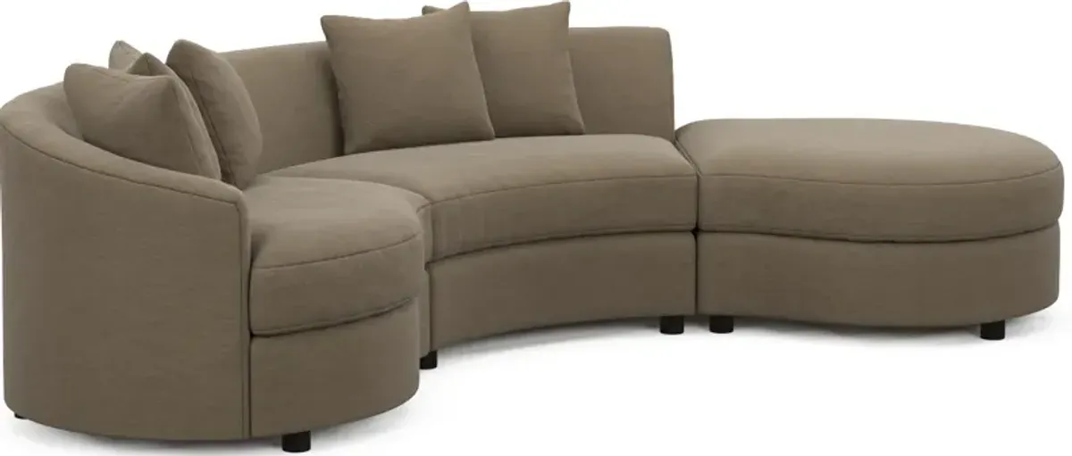 Allegra Foam Comfort 3-Piece Sectional with Right-Facing Chaise - Merrimac Brownstone