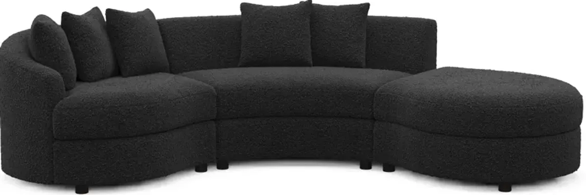 Allegra Foam Comfort 3-Piece Sectional with Right-Facing Chaise - Bloke Obsidian