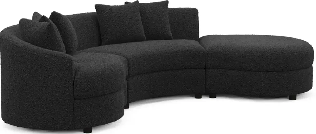 Allegra Foam Comfort 3-Piece Sectional with Right-Facing Chaise - Bloke Obsidian