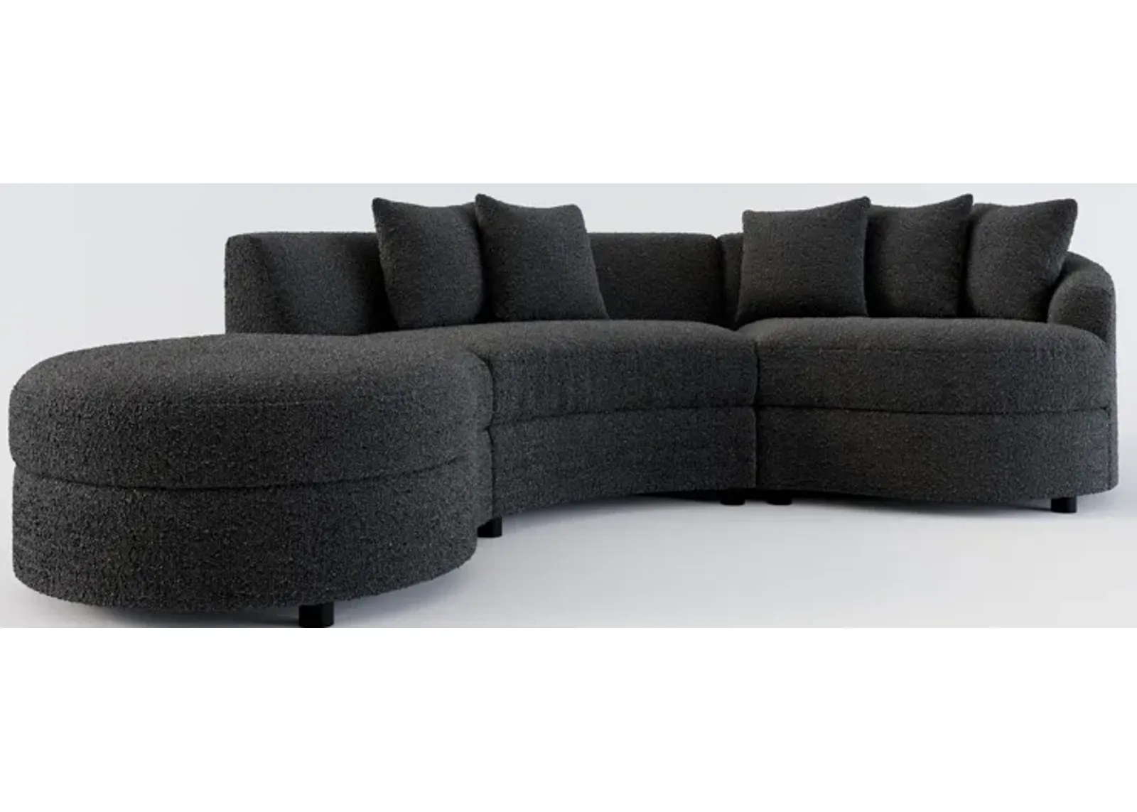 Allegra Foam Comfort 3-Piece Sectional with Left-Facing Chaise - Bloke Obsidian