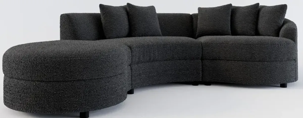 Allegra Foam Comfort 3-Piece Sectional with Left-Facing Chaise - Bloke Obsidian