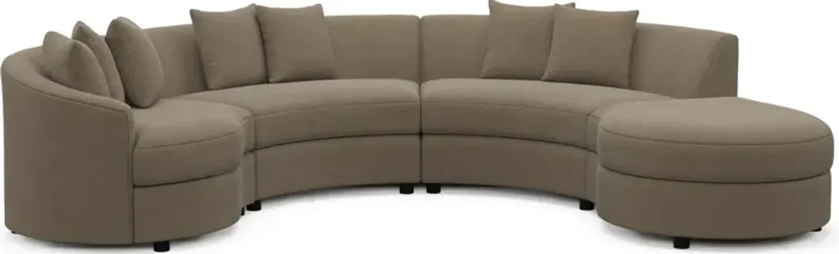 Allegra Foam Comfort 4-Piece Sectional with Right-Facing Chaise - Merrimac Brownstone