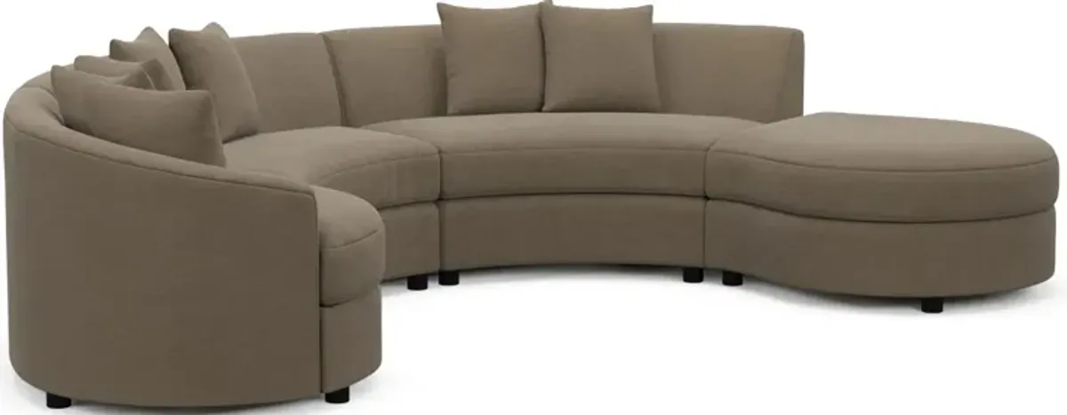 Allegra Foam Comfort 4-Piece Sectional with Right-Facing Chaise - Merrimac Brownstone