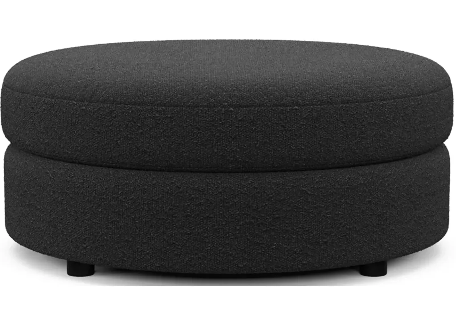 Allegra Foam Comfort Round Ottoman - Bloke Obsidian