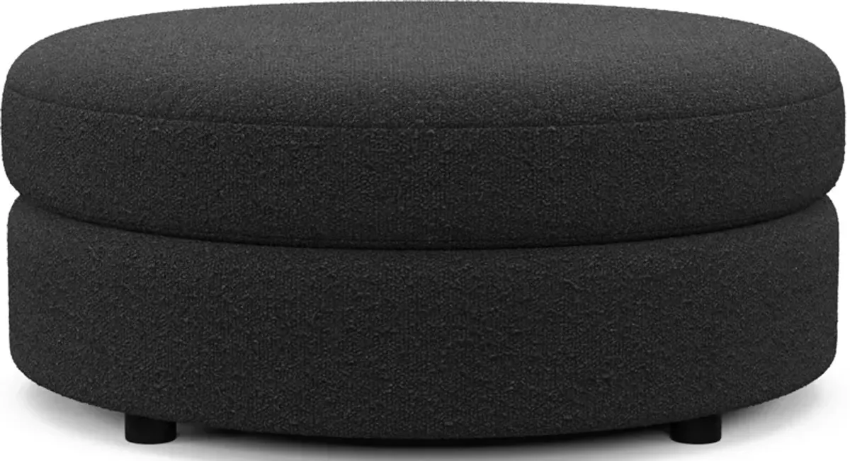 Allegra Foam Comfort Round Ottoman - Bloke Obsidian