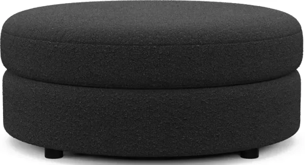 Allegra Foam Comfort Round Ottoman - Bloke Obsidian