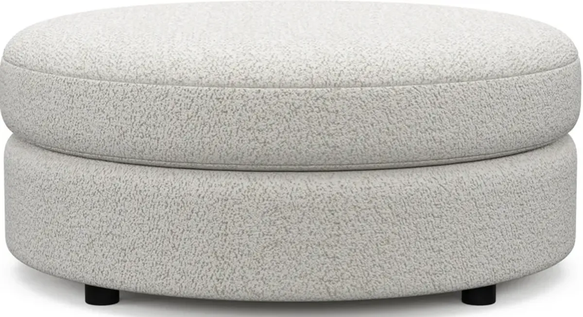 Allegra Foam Comfort Round Ottoman - River Rock Ivory