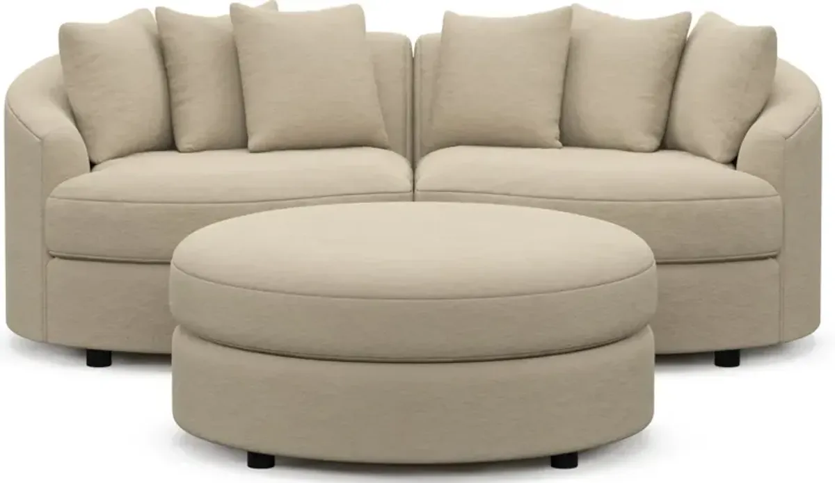 Allegra Foam Comfort 2-Piece Sectional and Ottoman - Merrimac Ecru