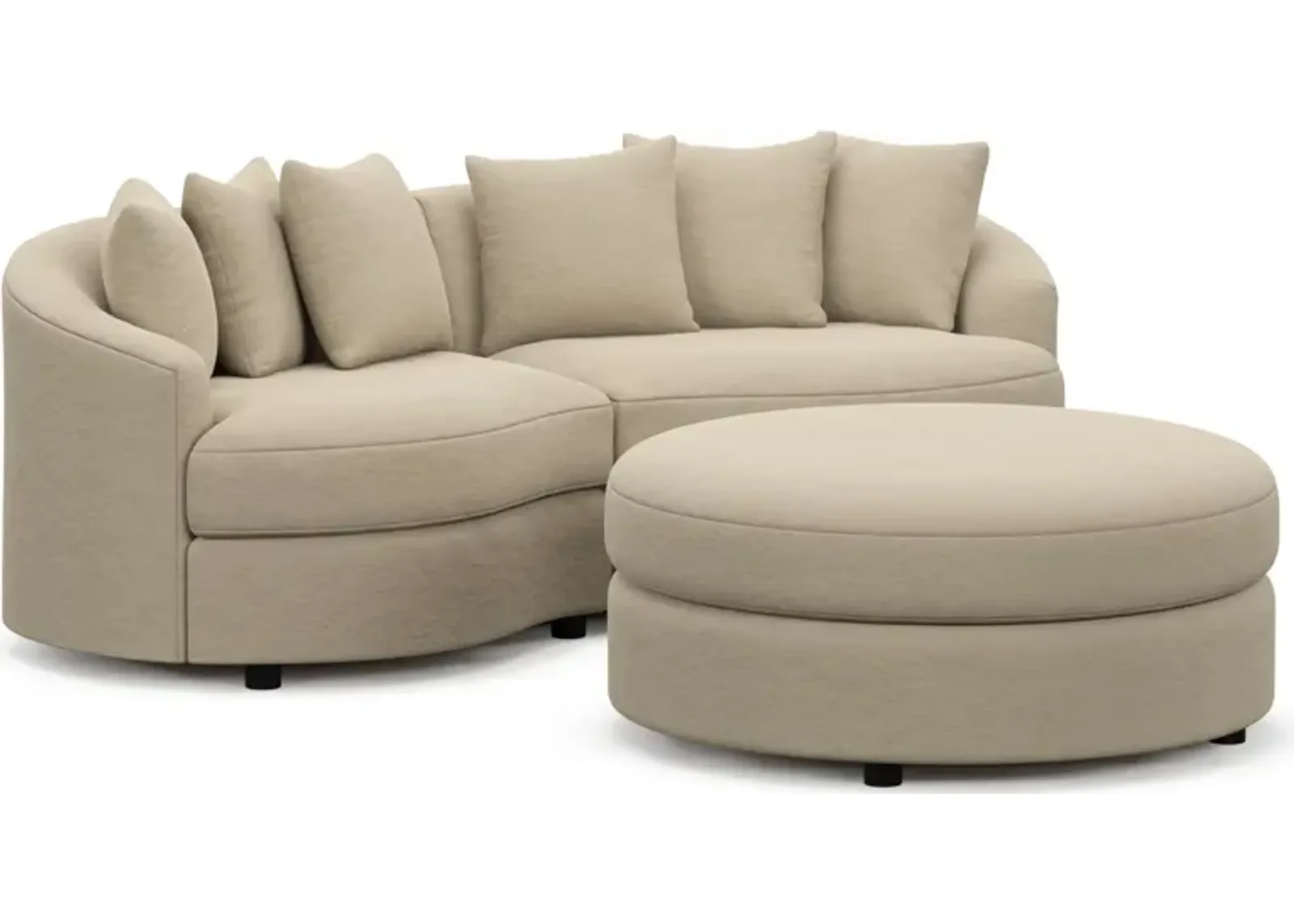 Allegra Foam Comfort 2-Piece Sectional and Ottoman - Merrimac Ecru