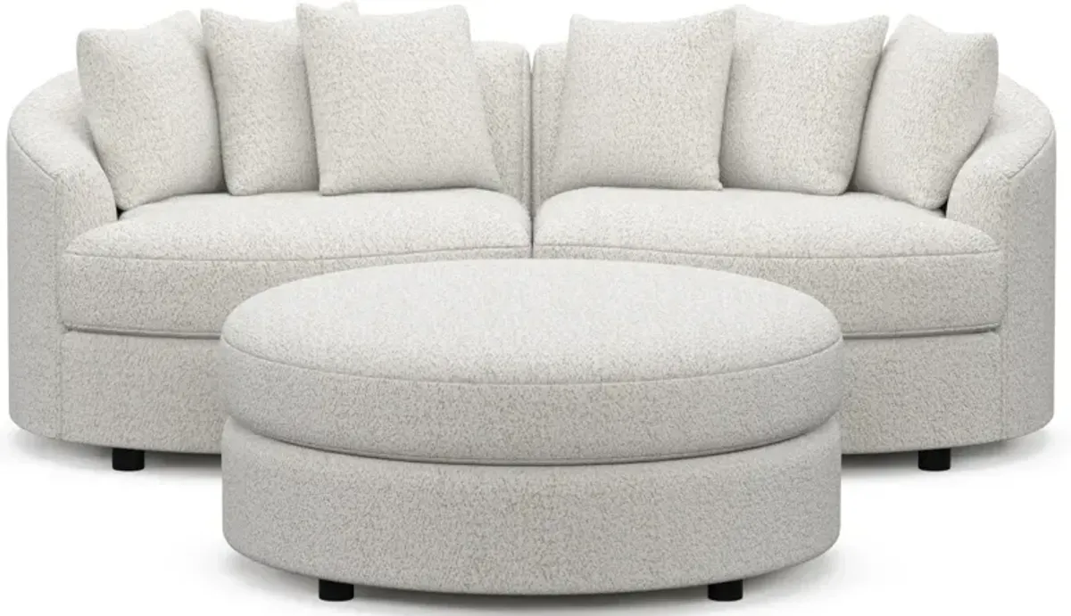 Allegra Foam Comfort 2-Piece Sectional and Ottoman - River Rock Ivory