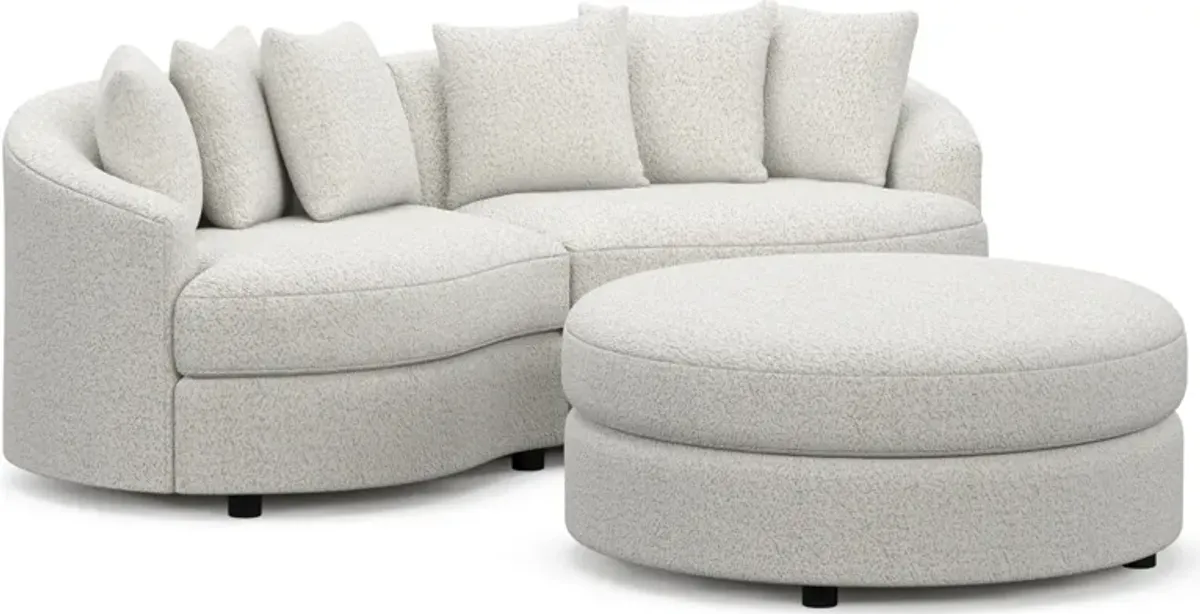 Allegra Foam Comfort 2-Piece Sectional and Ottoman - River Rock Ivory