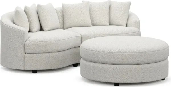 Allegra Foam Comfort 2-Piece Sectional and Ottoman - River Rock Ivory