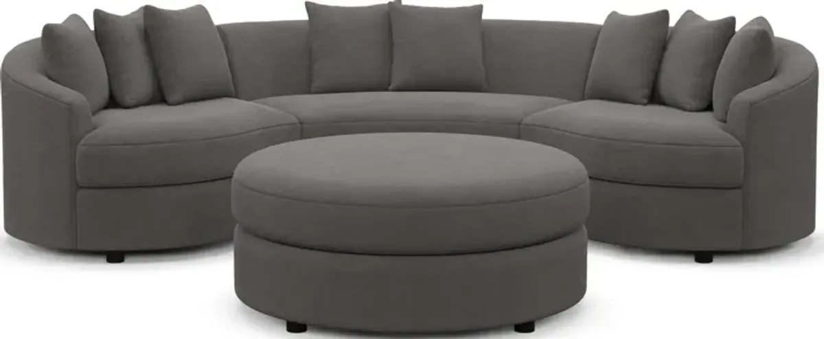 Allegra Foam Comfort 3-Piece Sectional and Ottoman - Merrimac Ash