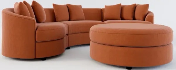 Allegra Foam Comfort 3-Piece Sectional and Ottoman - Merrimac Brick