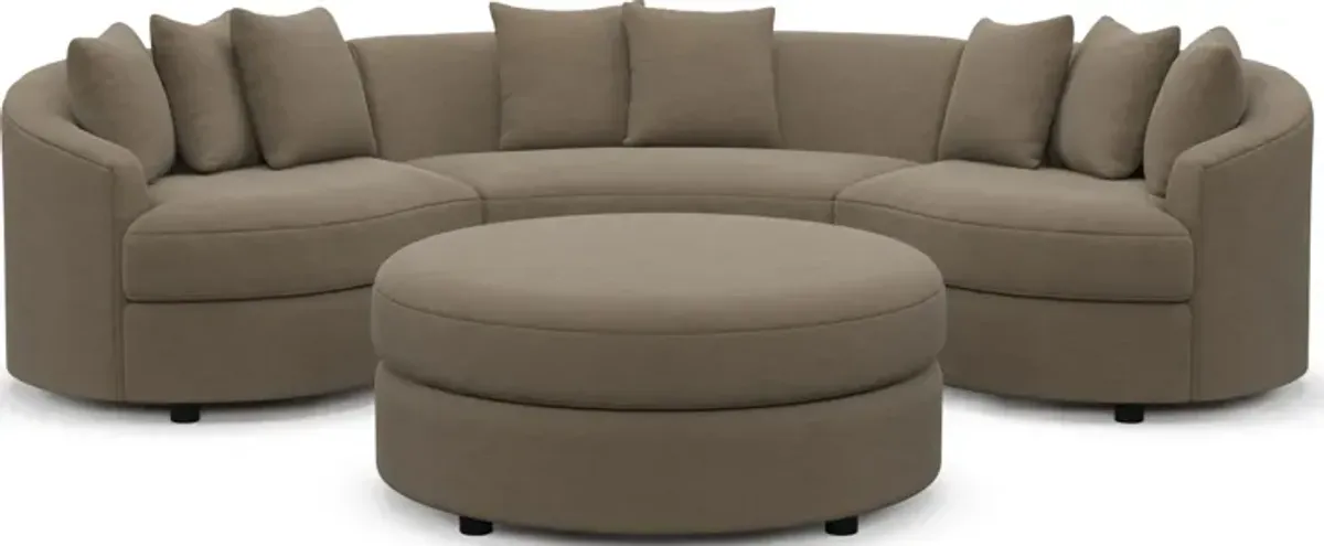 Allegra Foam Comfort 3-Piece Sectional and Ottoman - Merrimac Brownstone